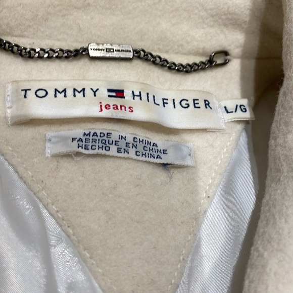Tommy Hilfiger cream colored pea coat with black buttons. - Picture 7 of 8
